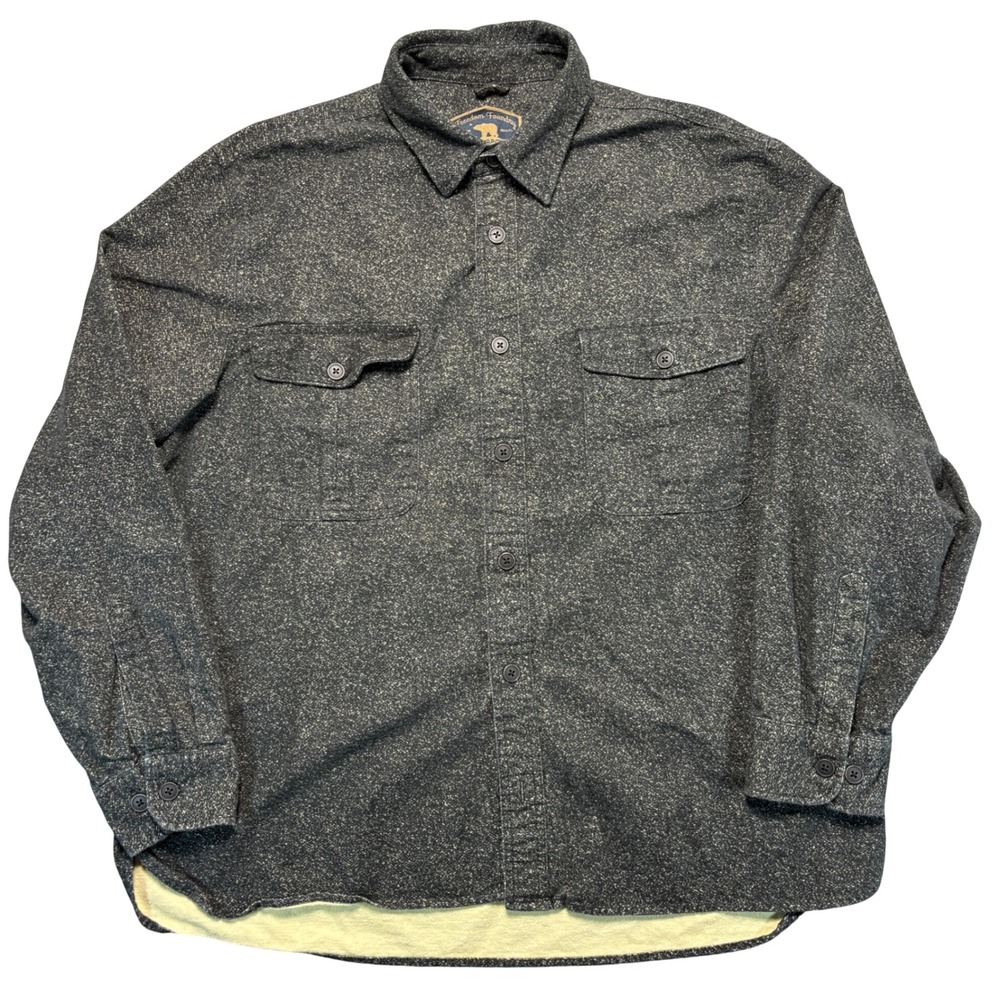 Freedom Foundry Mens XL Fleece Lined Shirt Charcoal Gray Heathered Button Down